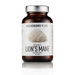 Maisto papildas „Organic Lion‘s Mane”, mushrooms4life, 60 kapsulių