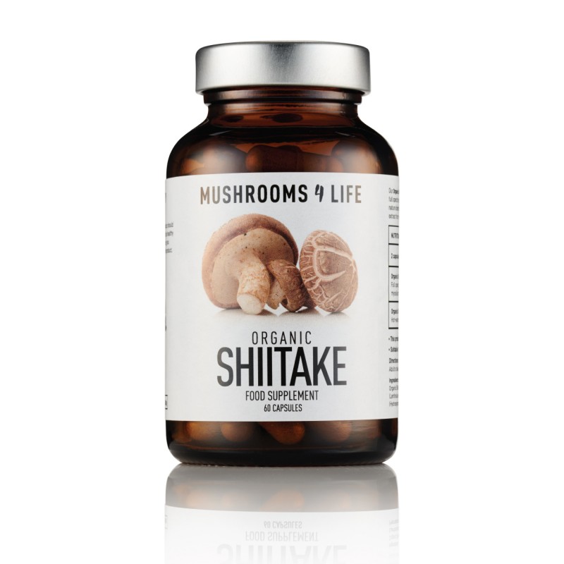 Maisto papildas „Organic Shiitake”, mushrooms4life, 60 kapsulių