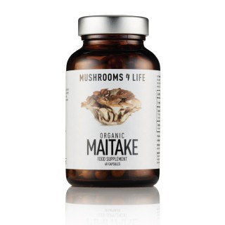 Maisto papildas „Organic Maitake”, mushrooms4life, 60 kapsulių