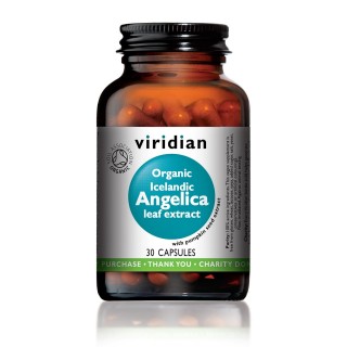 Maisto papildas Ekologiška Vaistinė Šventagaršvė „Organic Icelandic Angelica leaf extract“, VIRIDIAN, 30 kaps.
