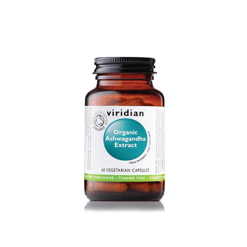 Maisto papildas VITANIJA „Organic Ashwagandha extract“, VIRIDIAN, 60 kapsulių