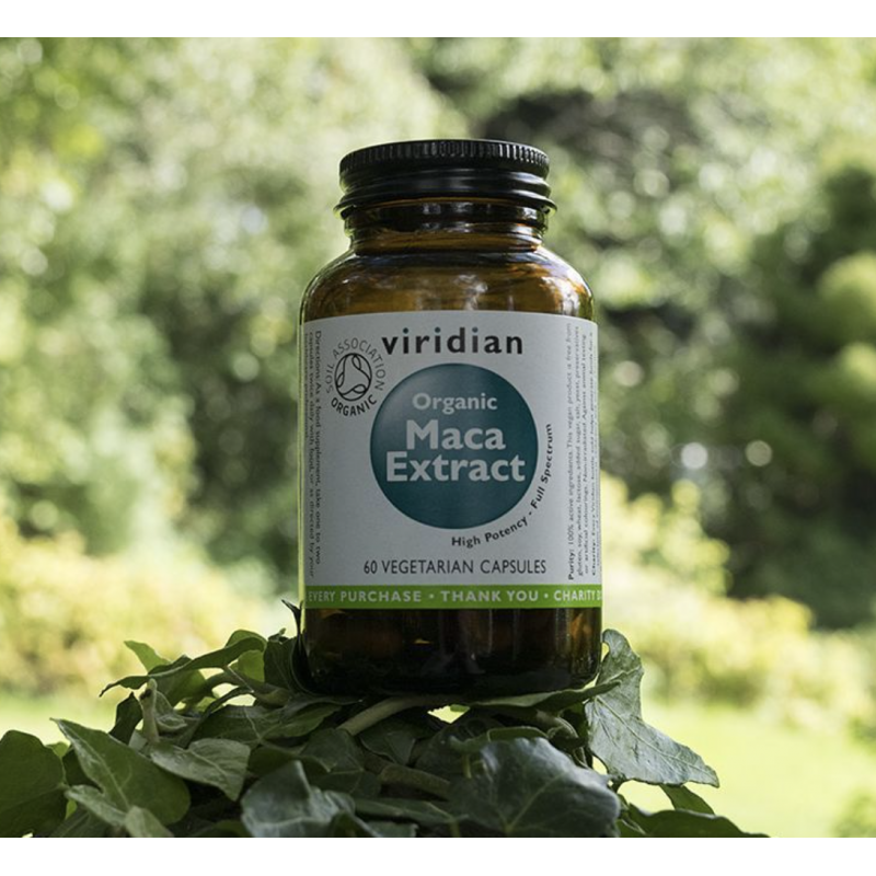 Maisto papildas PIPIRNIŲ ŠAKNYS „Organic Maca extract“, VIRIDIAN, 60 kapsulių