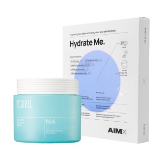 ACWELL un AimX komplekts sausai un jutīgai ādai: Real Aqua krēms un Hydrate Me lokšņu maskas