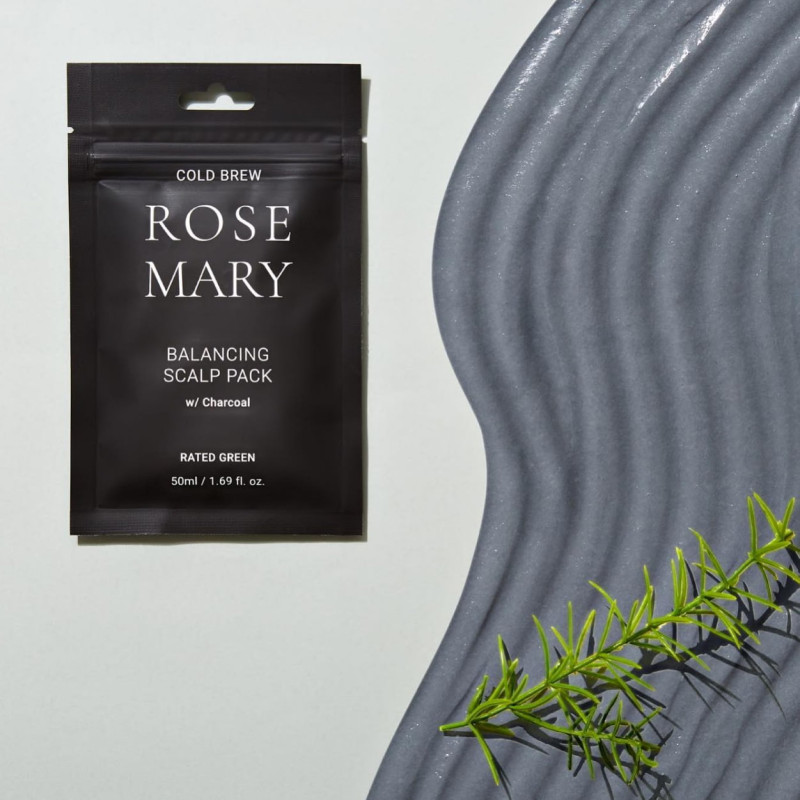 RATED GREEN Atjaunojoša maska taukainiem matiem “Cold Brew Rosemary Balancing Scalp Pack w/ Charcoal"